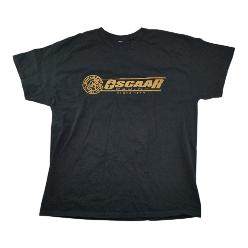 Vintage Men OSCAAR Racing Graphic T Shirt Black Hot Rod Mods Tee Car